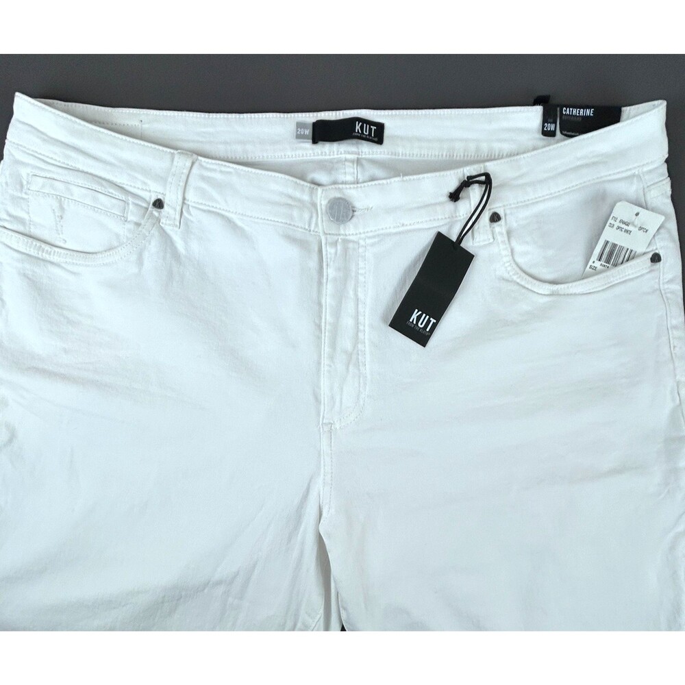Kut From The Kloth Catherine Boyfriend White Denim Jeans Size 20W NWT